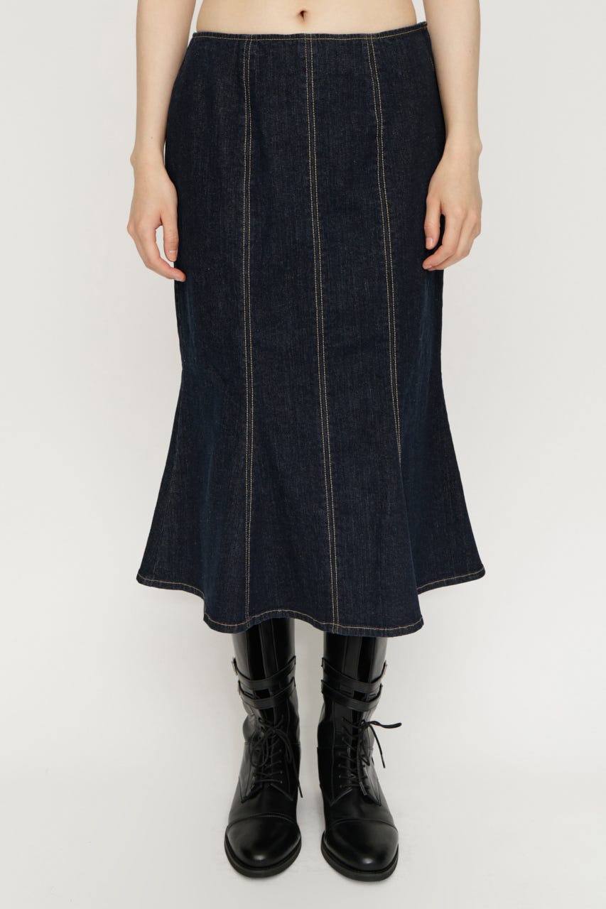 TULIP SHAPE DENIM ミディアムスカート NVY 2