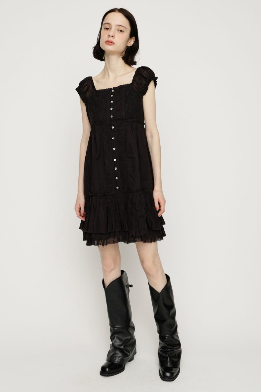 LACE CAMI SHORT ドレス BLK FREE