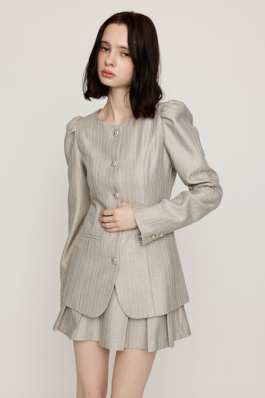 HERRINGBONE PUFF SLEEVE 2P BEG 1