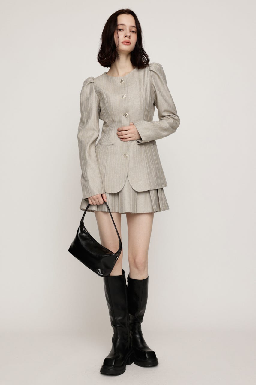 HERRINGBONE PUFF SLEEVE 2P BEG 1