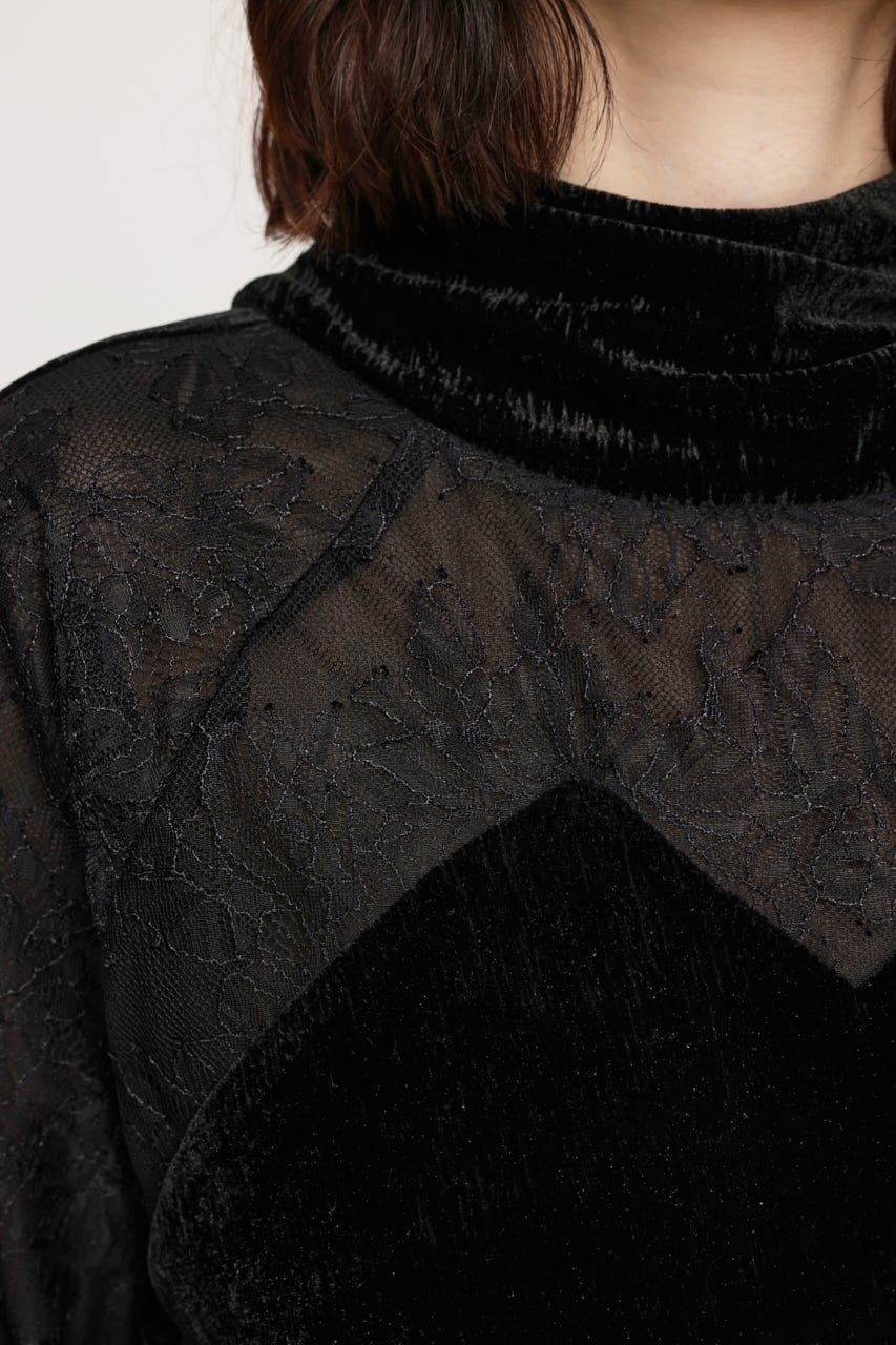 DOLMAN SLEEVE VELOUR ドレス BLK FREE