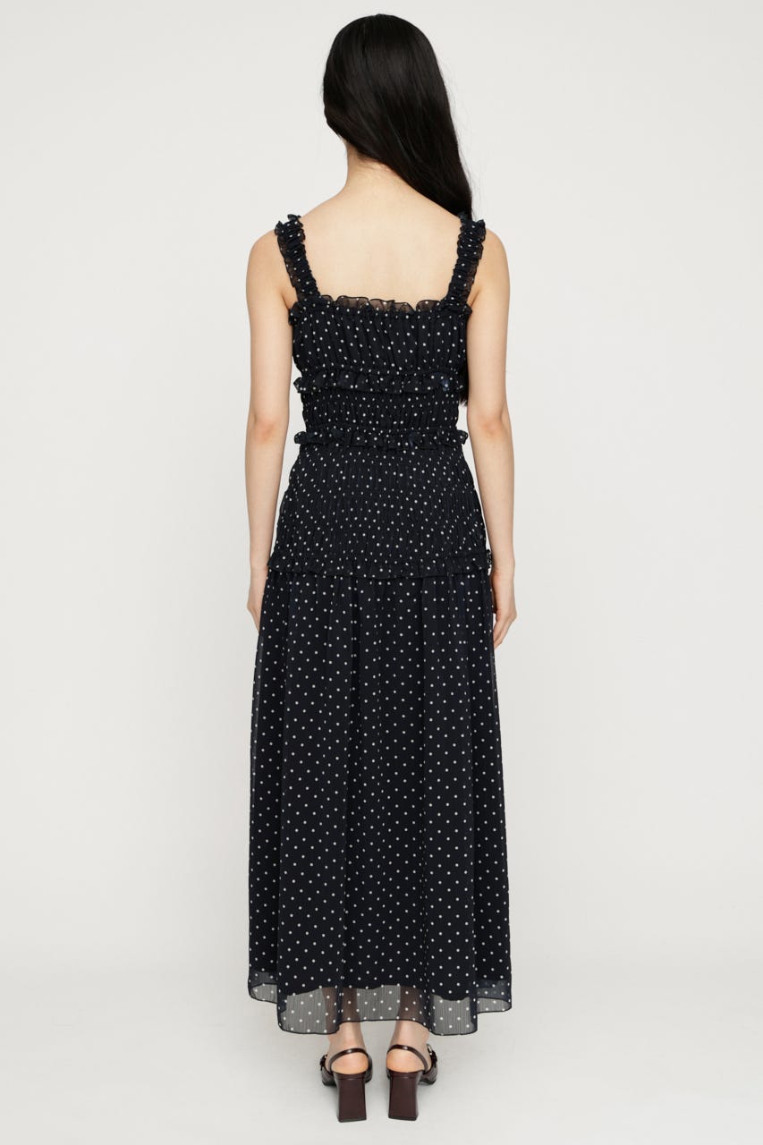SHIRRING FRILL DERSS M/BLK FREE