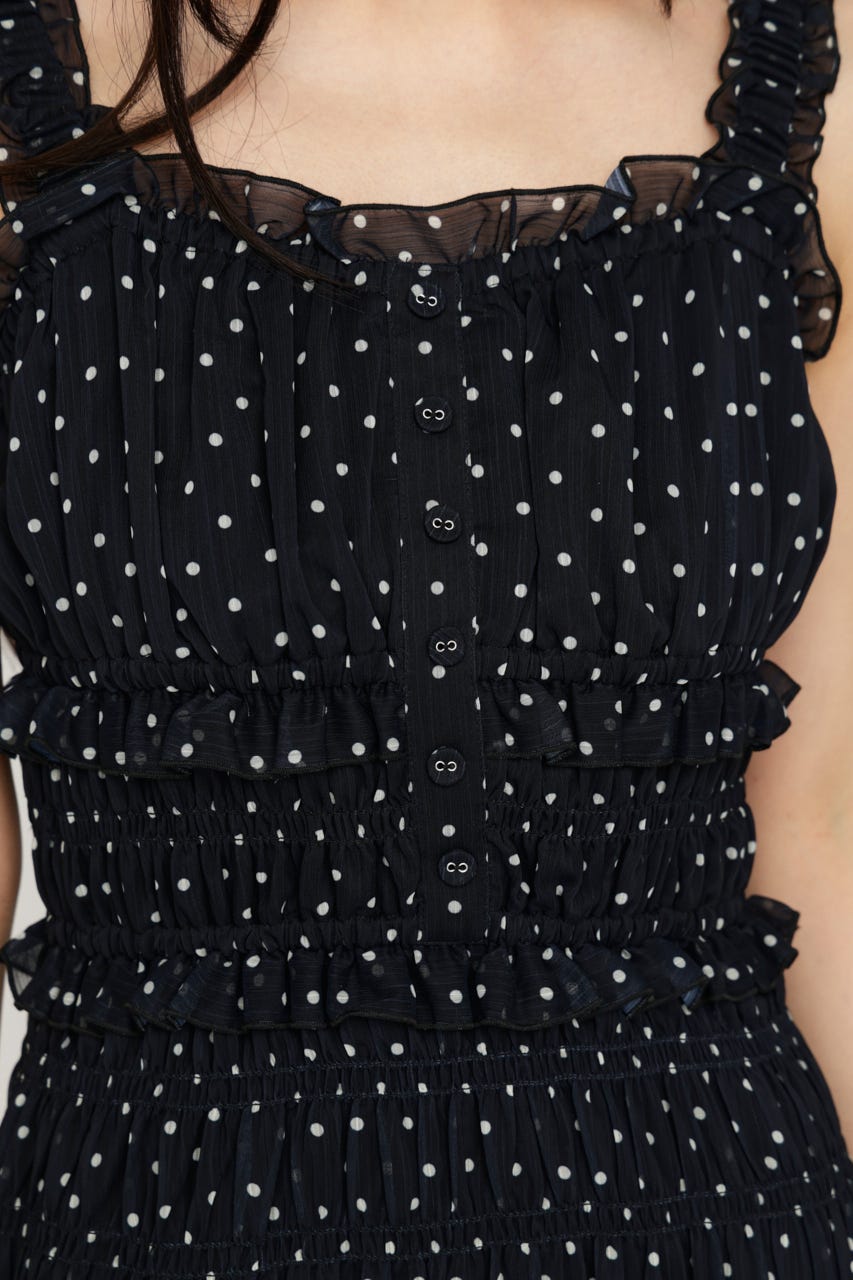 SHIRRING FRILL DERSS M/BLK FREE