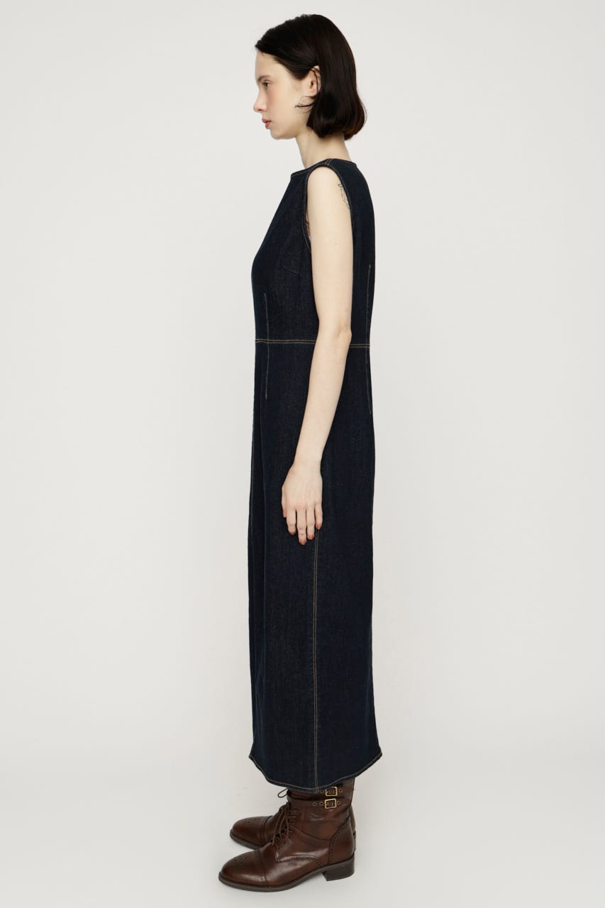 BOAT NECK PENCIL DENIM M／ワンピース NVY FREE