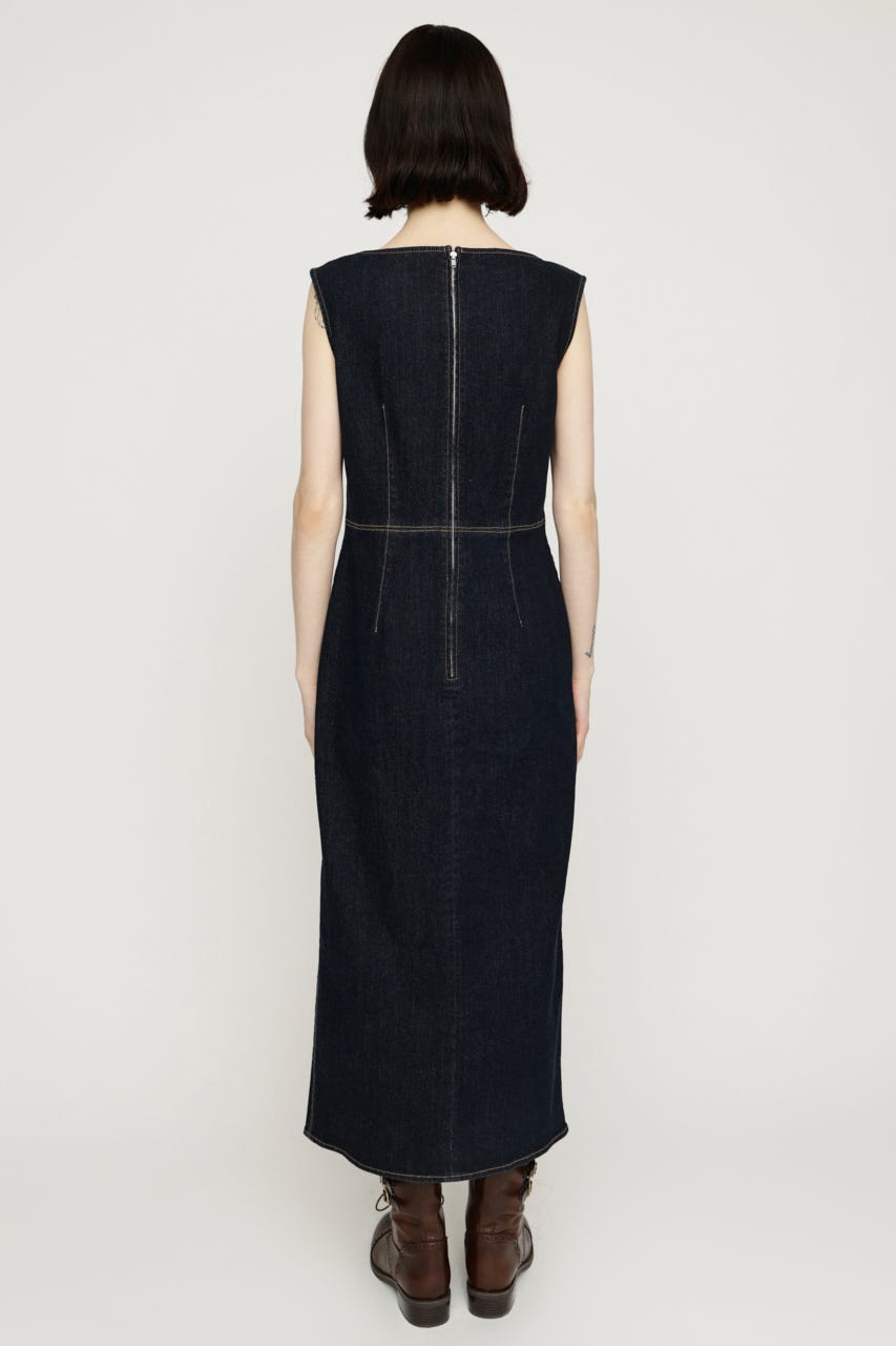 BOAT NECK PENCIL DENIM M／ワンピース NVY FREE