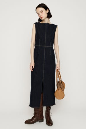 BOAT NECK PENCIL DENIM M／ワンピース