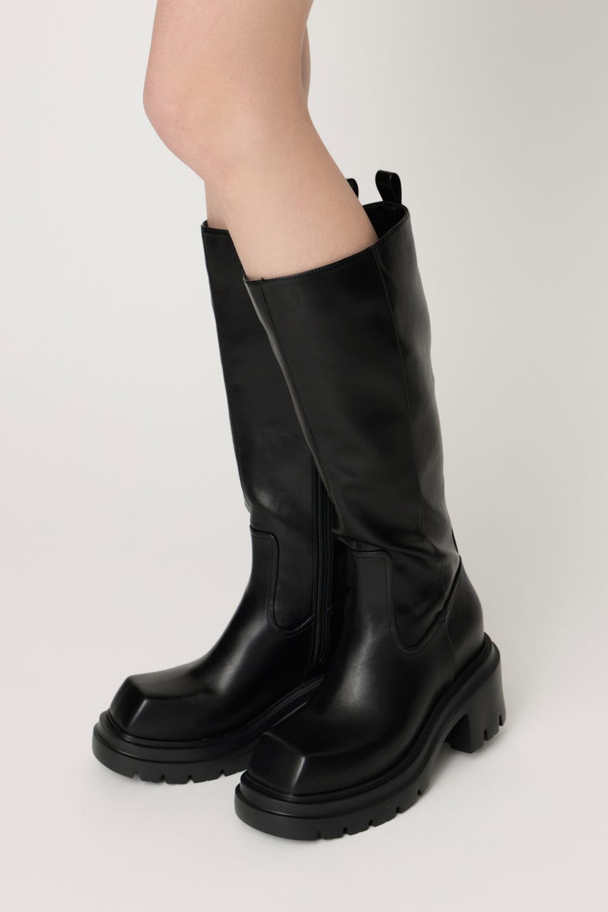 【AW PRE ORDER】SQUARE TOE KNEE ブーツ BLK L