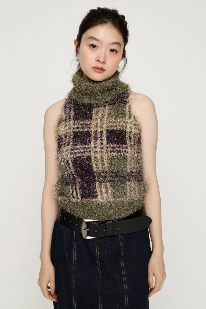 SHAGGY CHECK H／N ニット M/KHA FREE