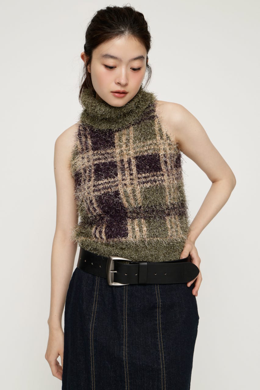 SHAGGY CHECK H／N ニット M/KHA FREE