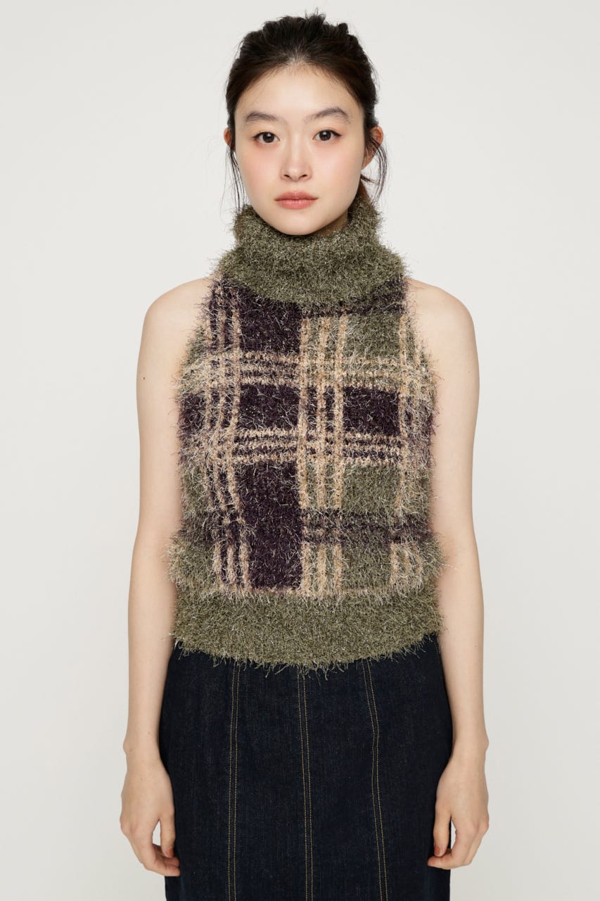 SHAGGY CHECK H／N ニット M/KHA FREE