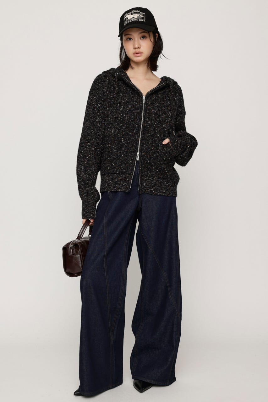 HOODED MULTI COLOR ニット M/BLK FREE