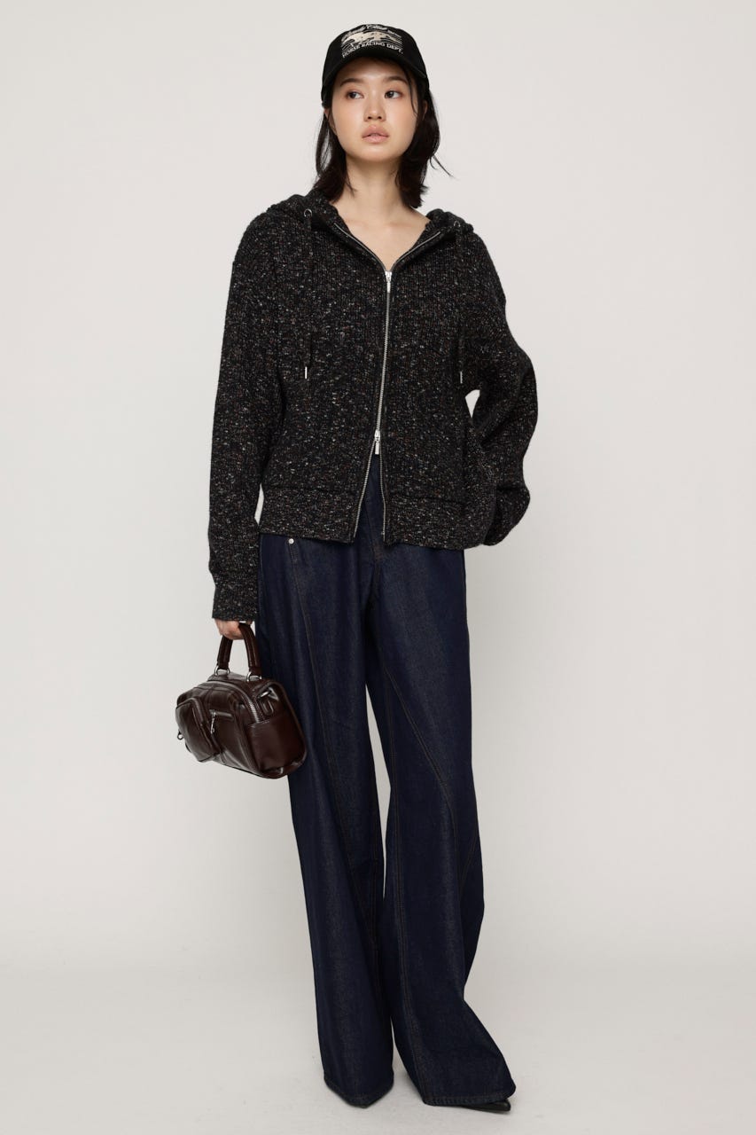 HOODED MULTI COLOR ニット M/BLK FREE