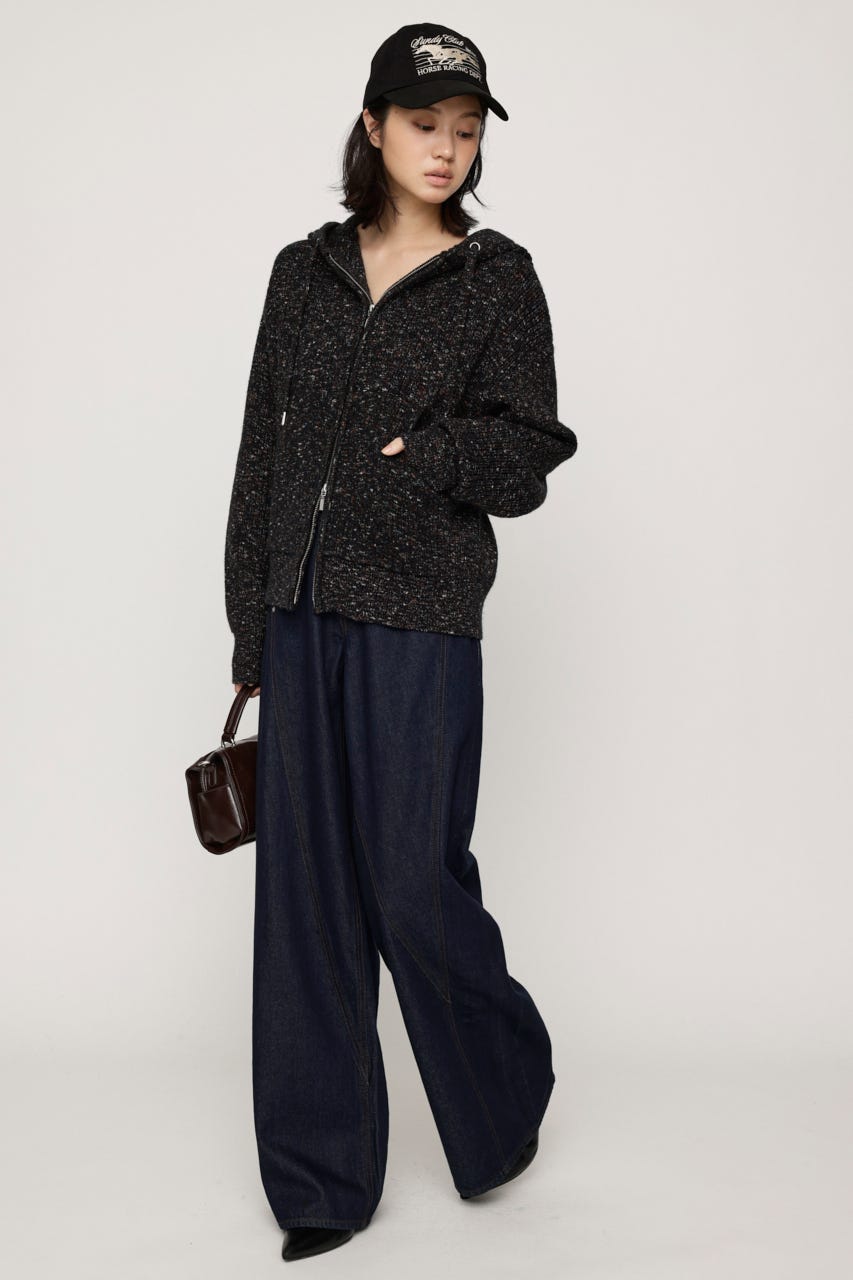 HOODED MULTI COLOR ニット M/BLK FREE
