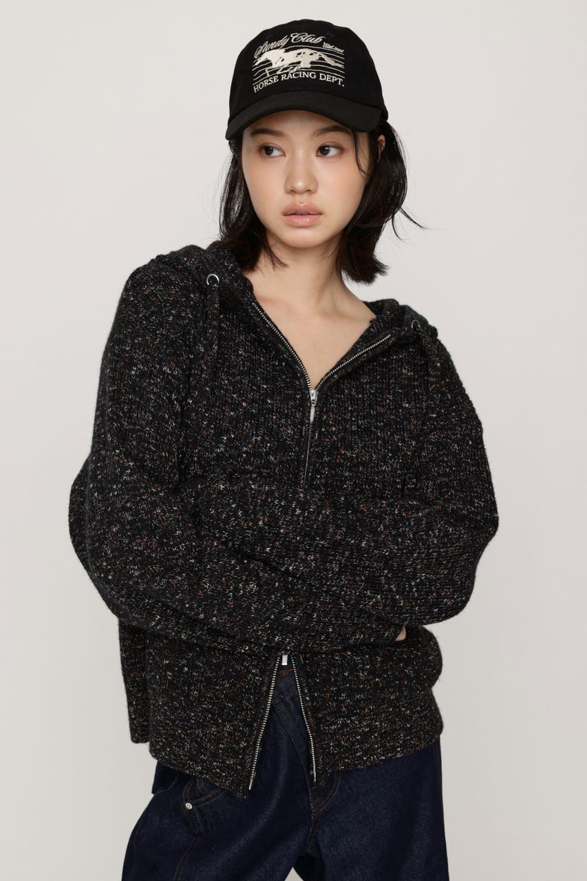 HOODED MULTI COLOR ニット M/BLK FREE
