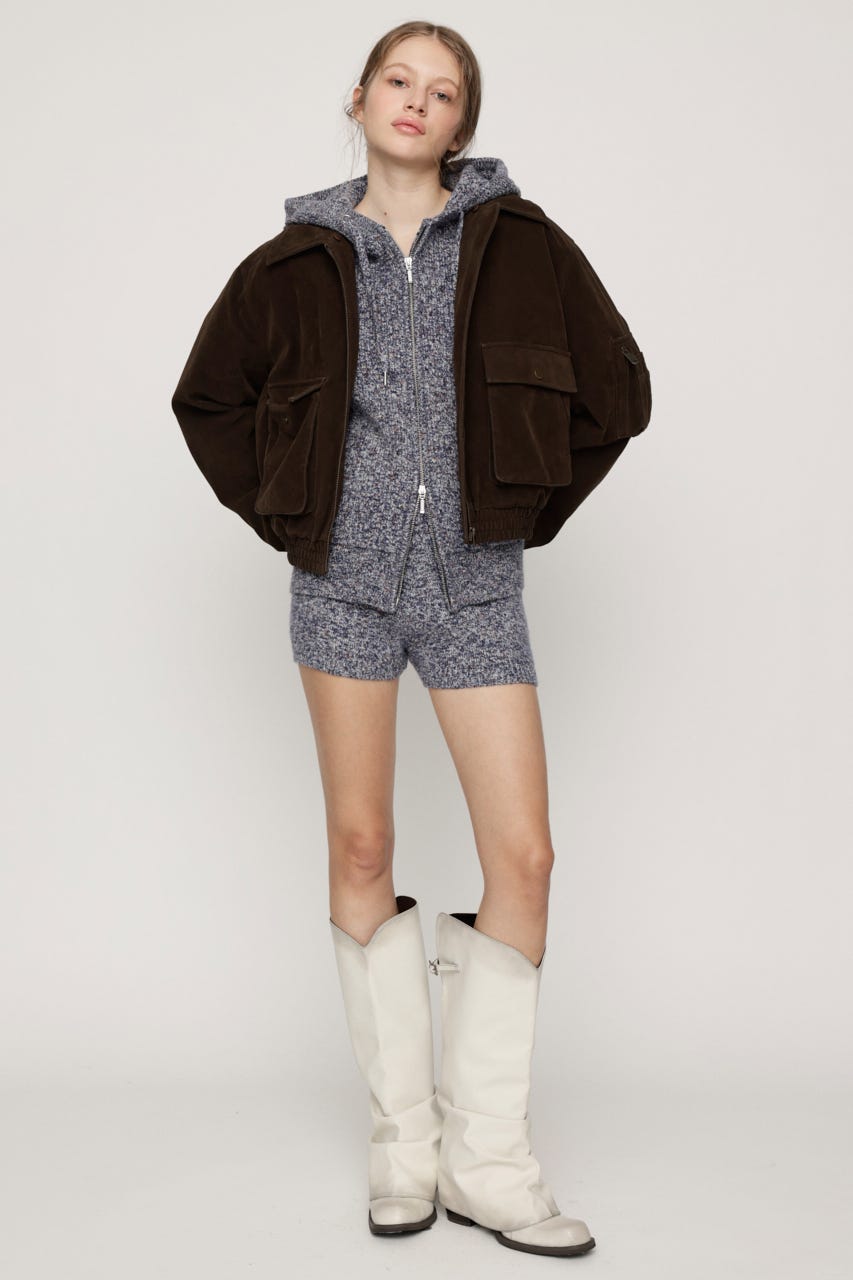 HOODED MULTI COLOR ニット M/BLU FREE