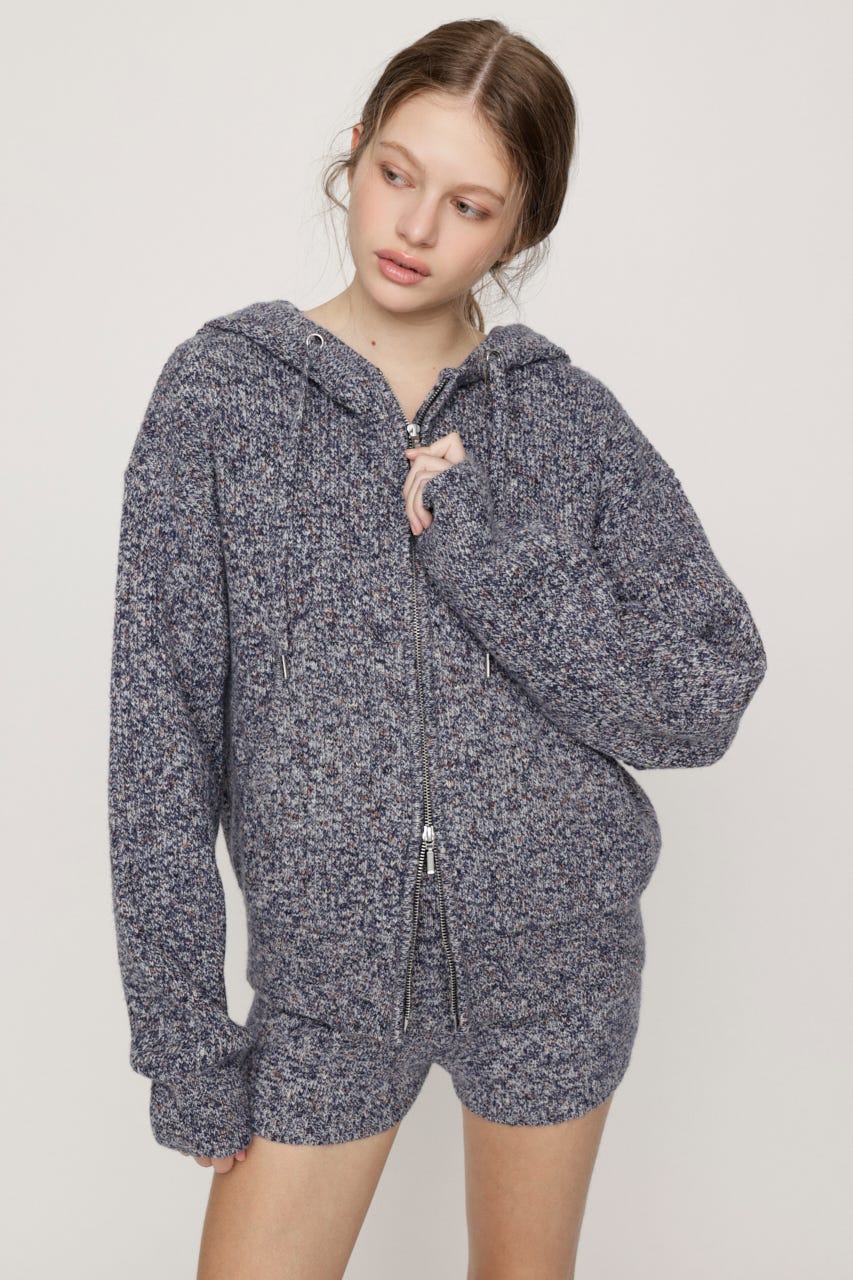 HOODED MULTI COLOR ニット M/BLU FREE