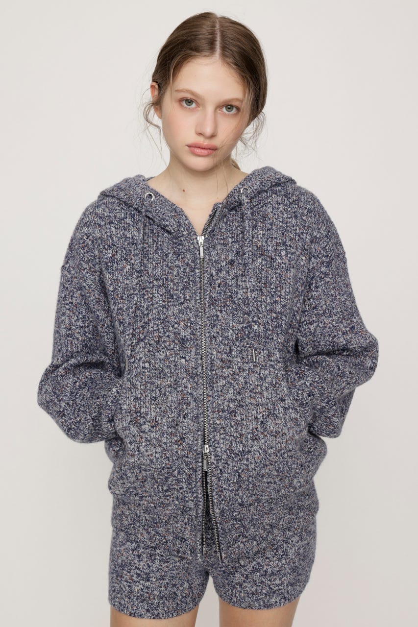 HOODED MULTI COLOR ニット M/BLU FREE