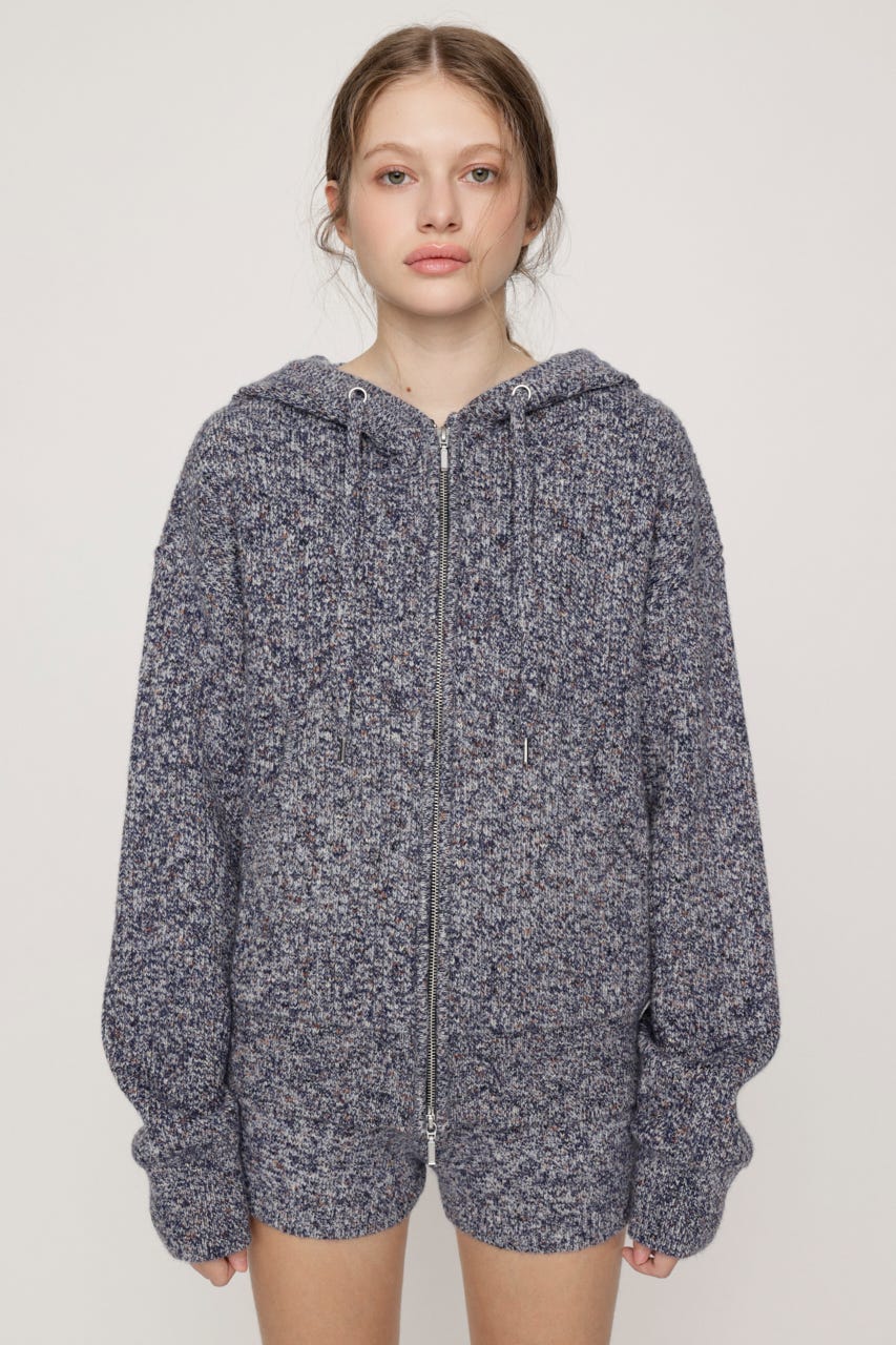 HOODED MULTI COLOR ニット M/BLU FREE