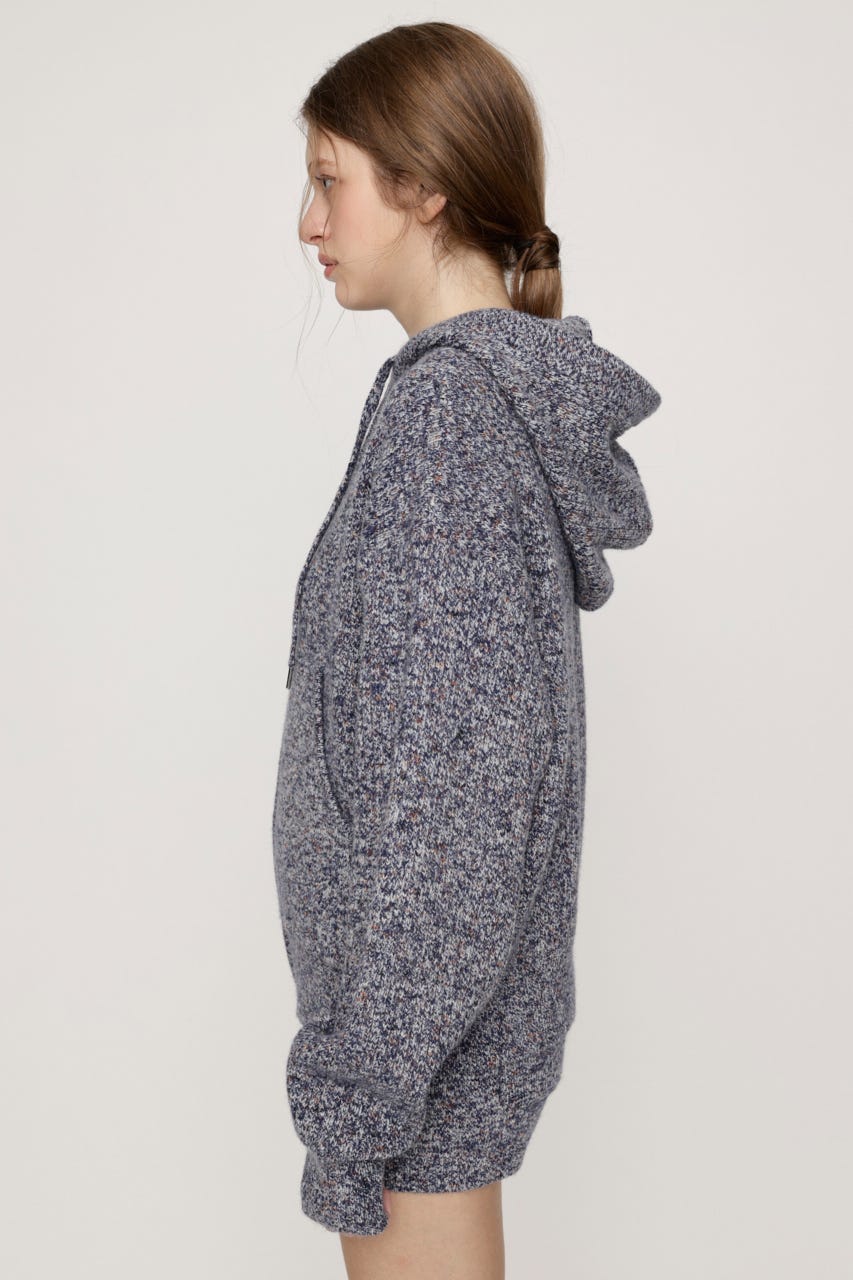 HOODED MULTI COLOR ニット M/BLU FREE