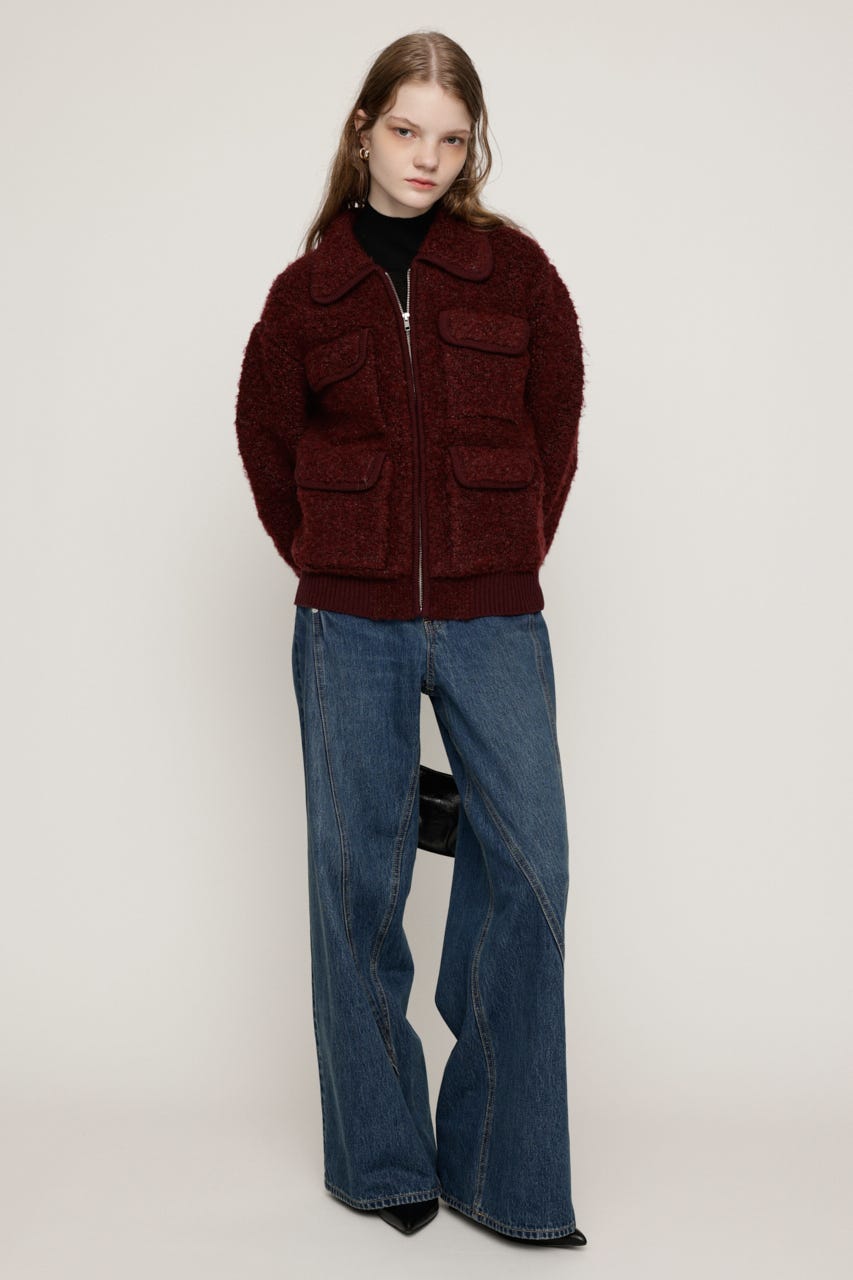 BOA LOOK KNIT ジャケット D/RED FREE