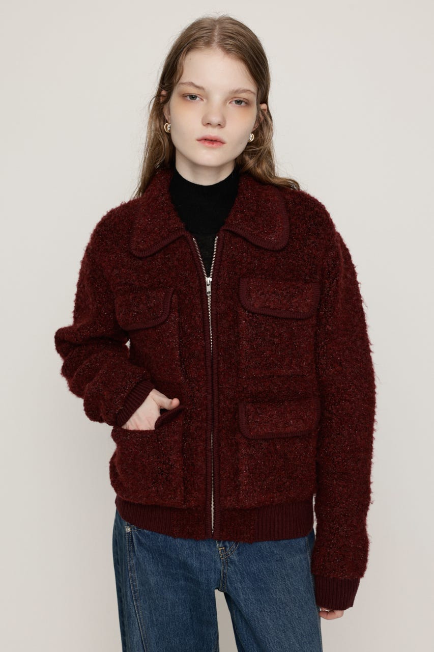BOA LOOK KNIT ジャケット D/RED FREE