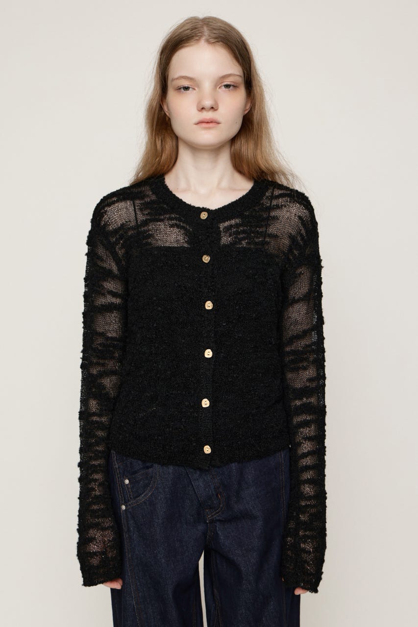 BOUCLE KNIT カーディガン BLK FREE