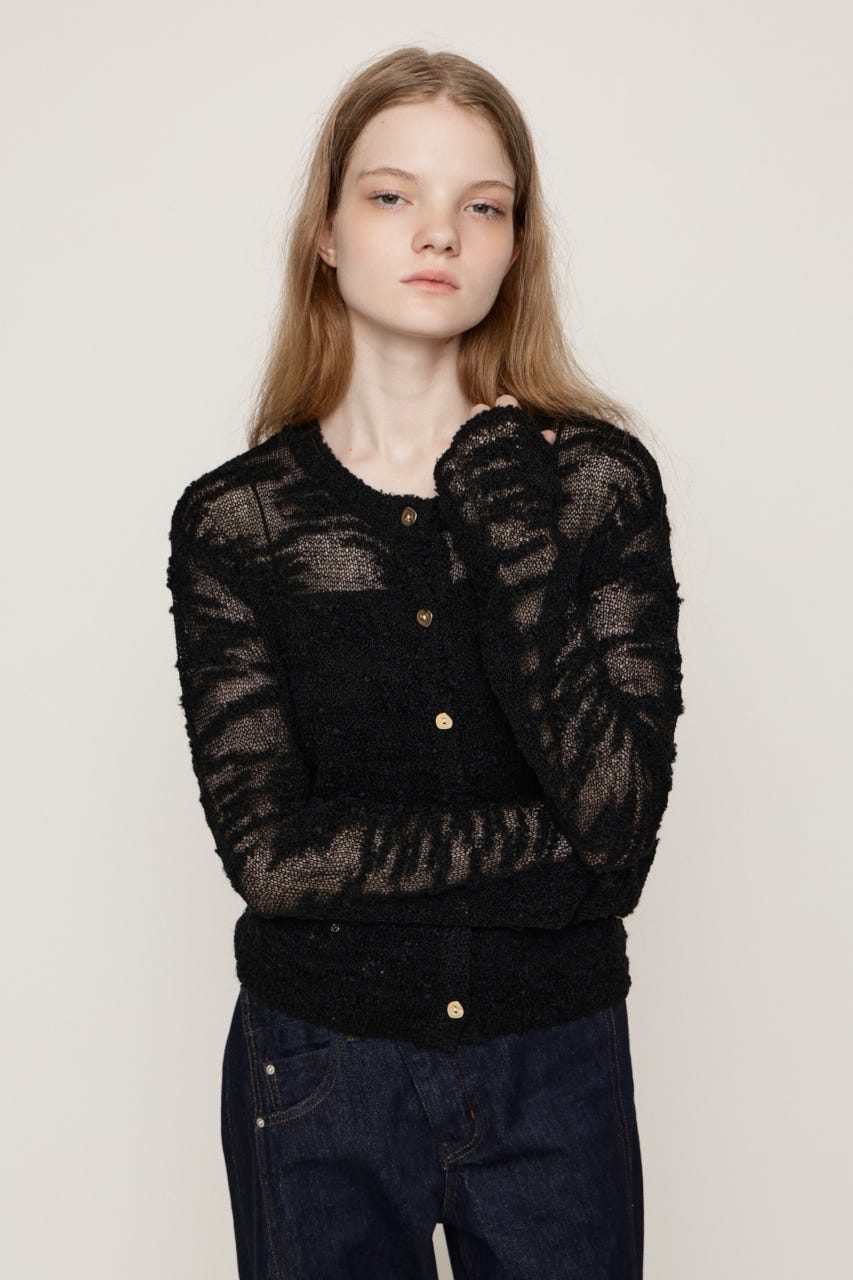 BOUCLE KNIT カーディガン BLK FREE