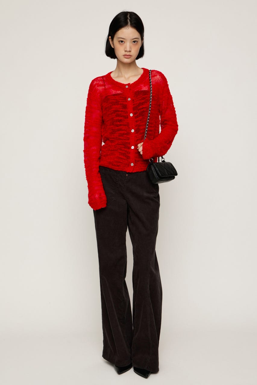 BOUCLE KNIT カーディガン RED FREE