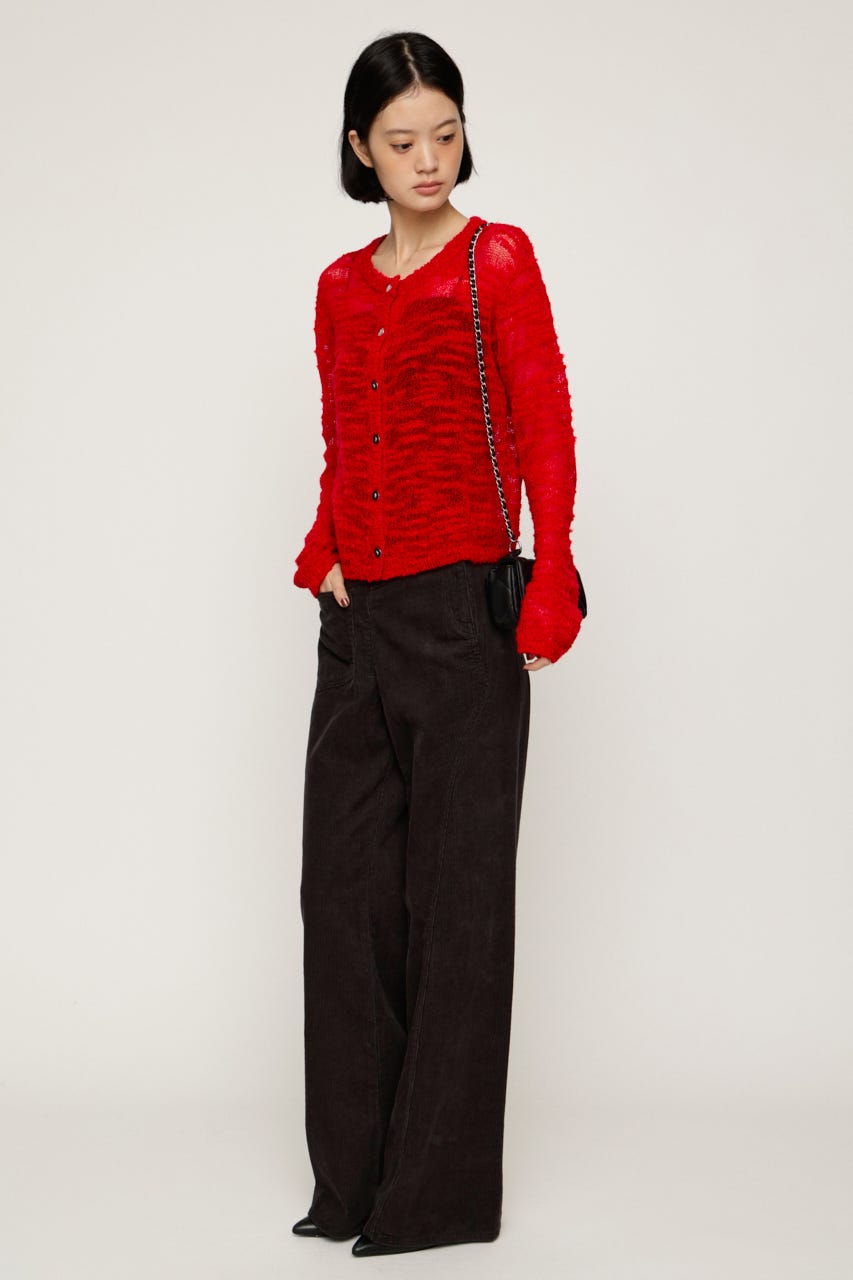 BOUCLE KNIT カーディガン RED FREE