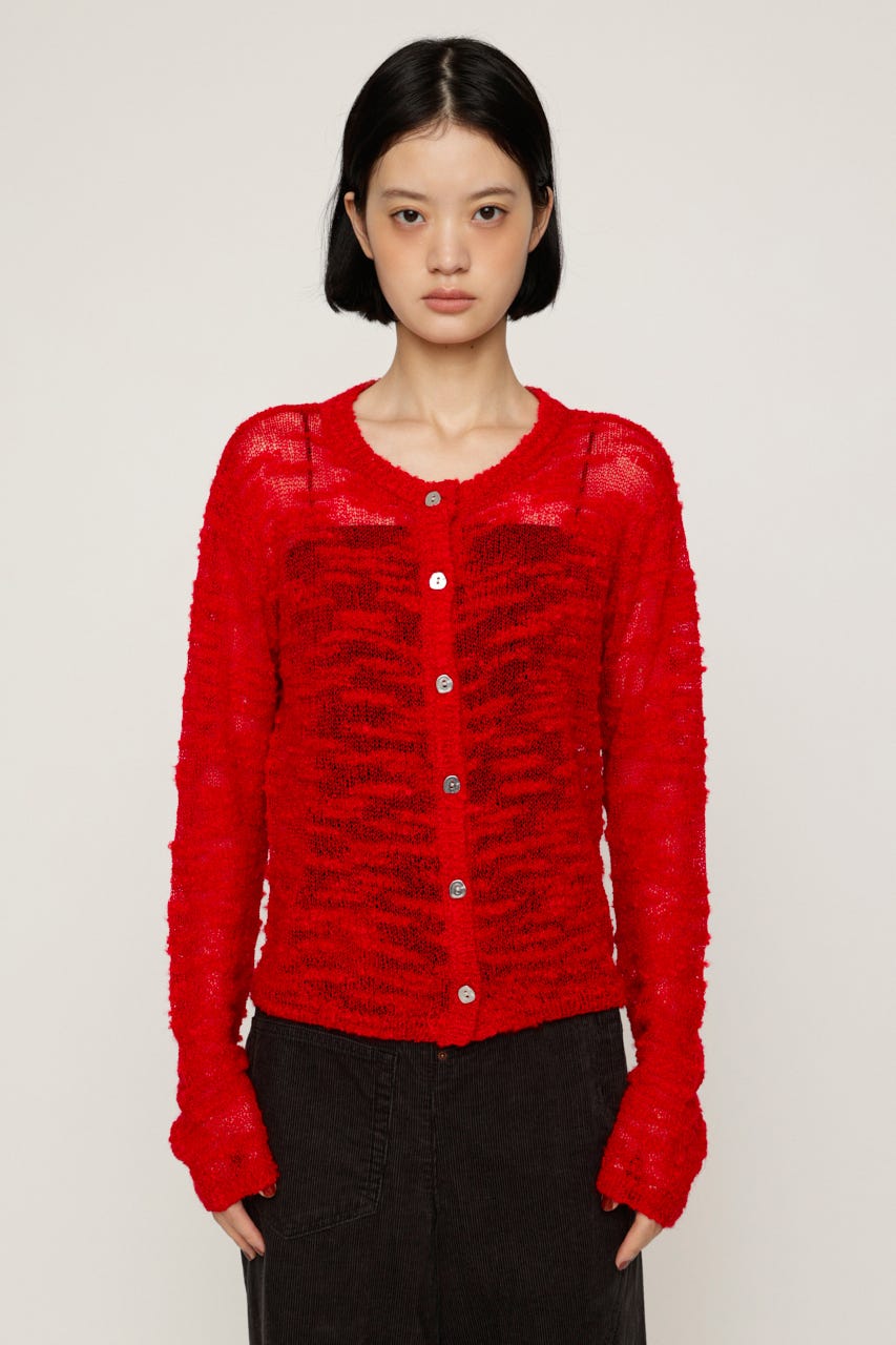 BOUCLE KNIT カーディガン RED FREE