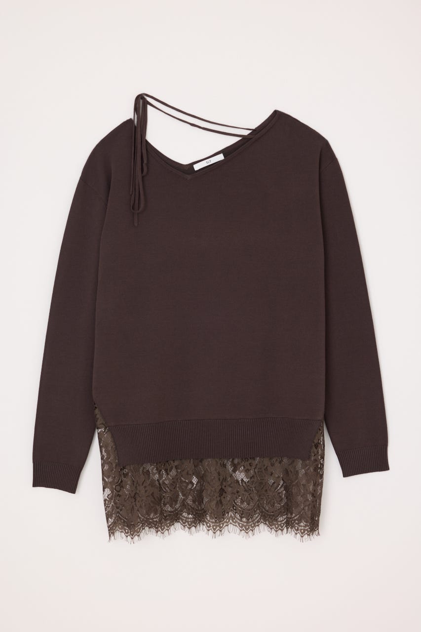 【AW PRE ORDER 第2弾】LACE TRIM V NECK KNIT トップス BRN FREE