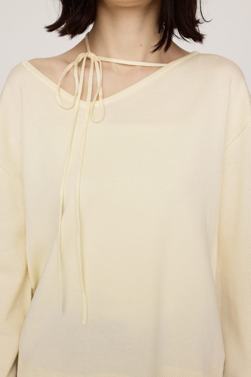 LACE TRIM V NECK KNIT トップス IVOY FREE