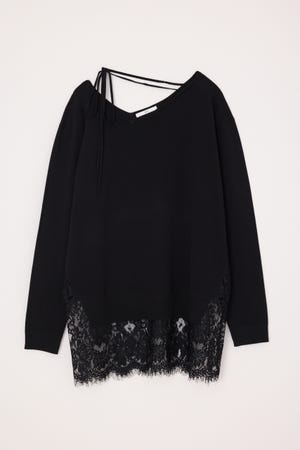 【AW PRE ORDER 第2弾】LACE TRIM V NECK KNIT トップス