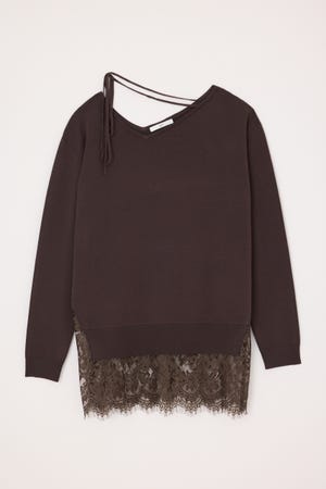 【AW PRE ORDER 第2弾】LACE TRIM V NECK KNIT トップス