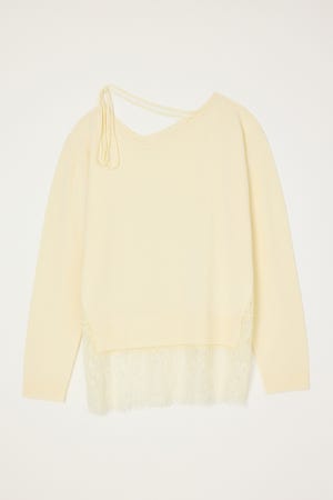 【AW PRE ORDER 第2弾】LACE TRIM V NECK KNIT トップス