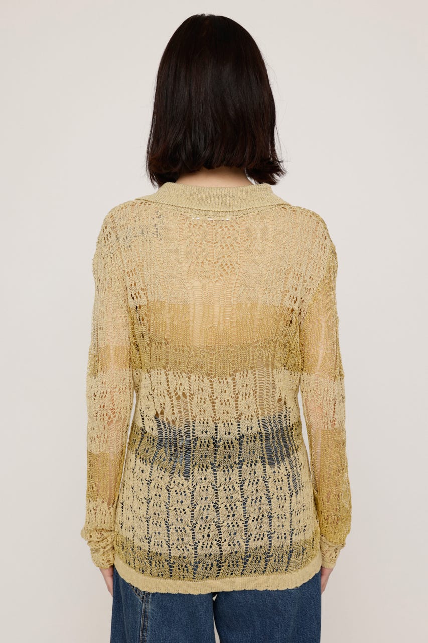 SHINY CROCHET KNIT カーディガン BEG FREE