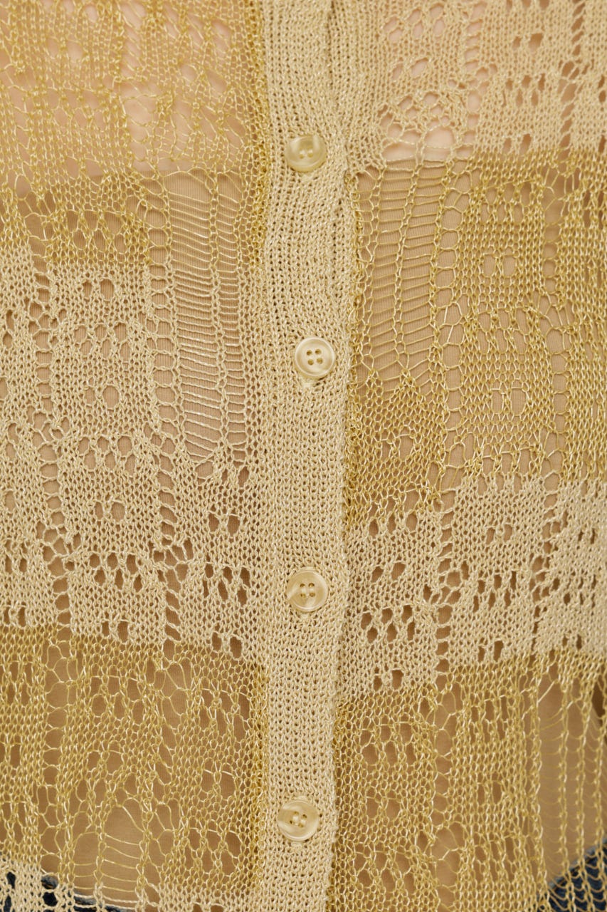 SHINY CROCHET KNIT カーディガン BEG FREE