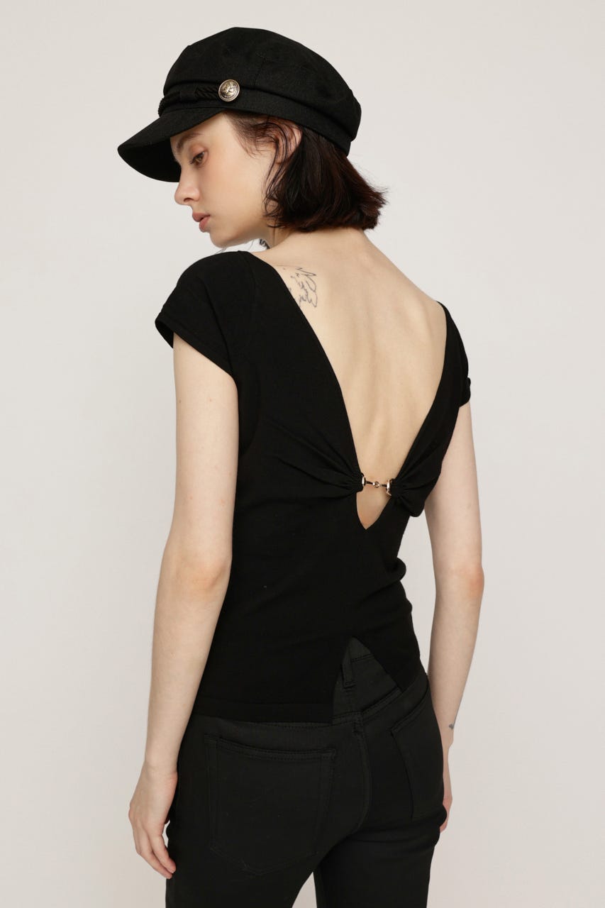 BACK OPEN CHARM トップス BLK FREE