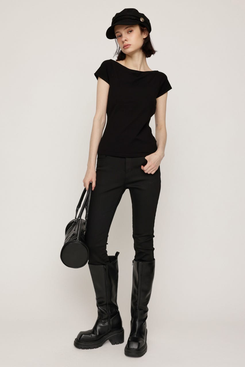 BACK OPEN CHARM トップス BLK FREE