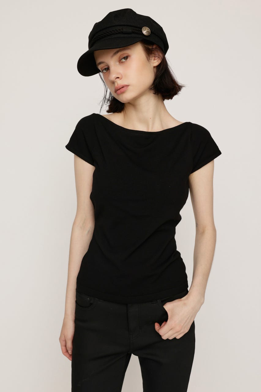 BACK OPEN CHARM トップス BLK FREE