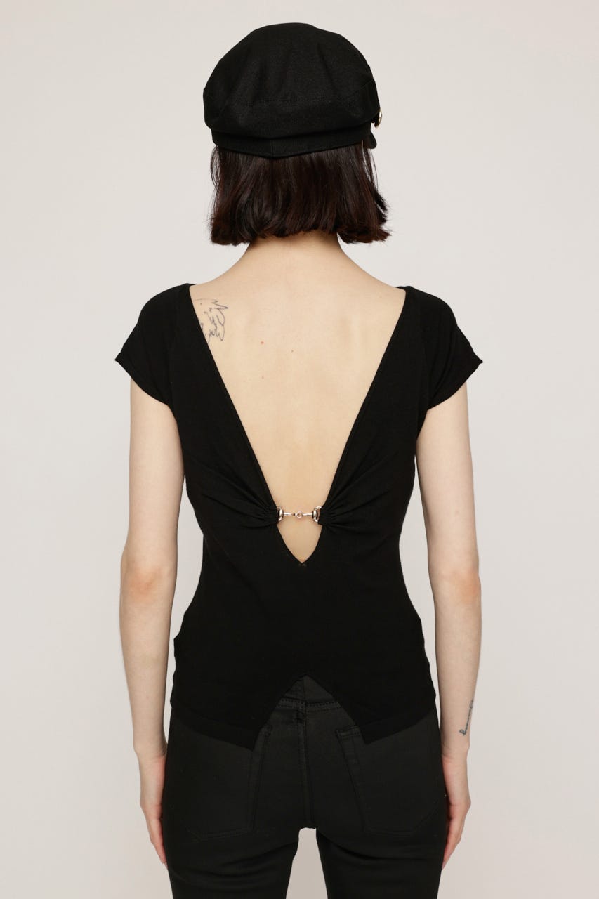 BACK OPEN CHARM トップス BLK FREE