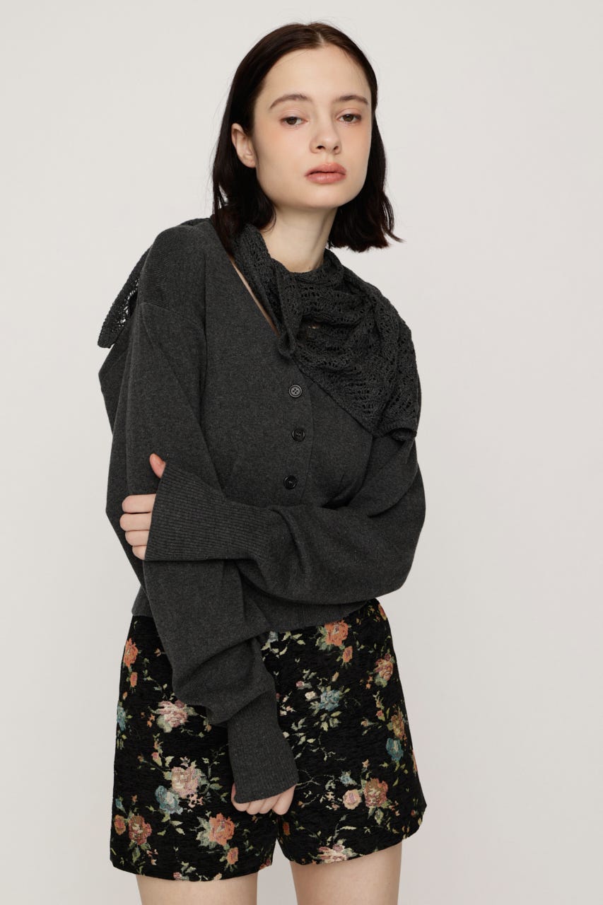 SCARF SET KNIT カーディガン T.GRY FREE