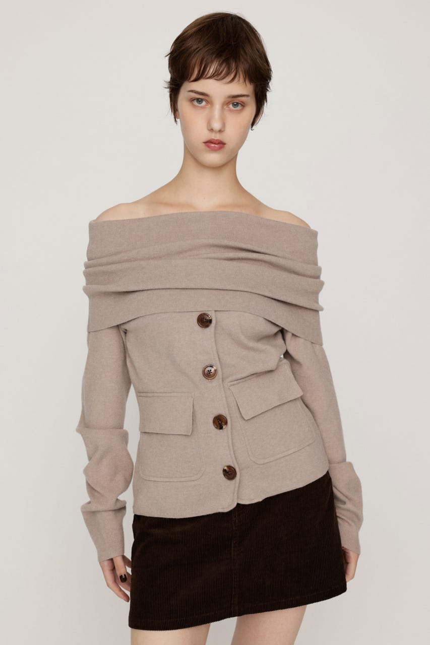 OFF SHOULDER JK LIKE トップス BEG FREE