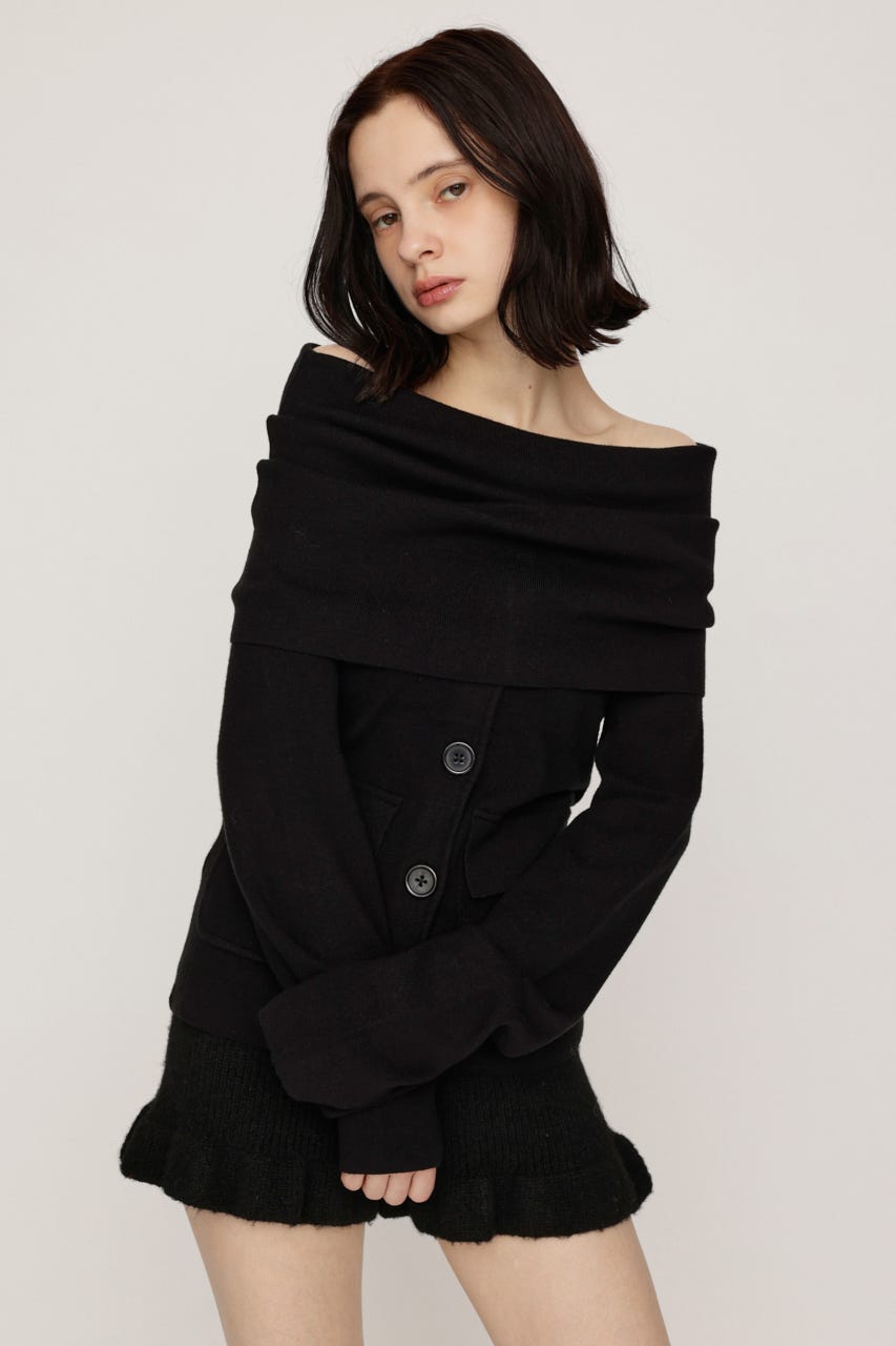 OFF SHOULDER JK LIKE トップス BLK FREE
