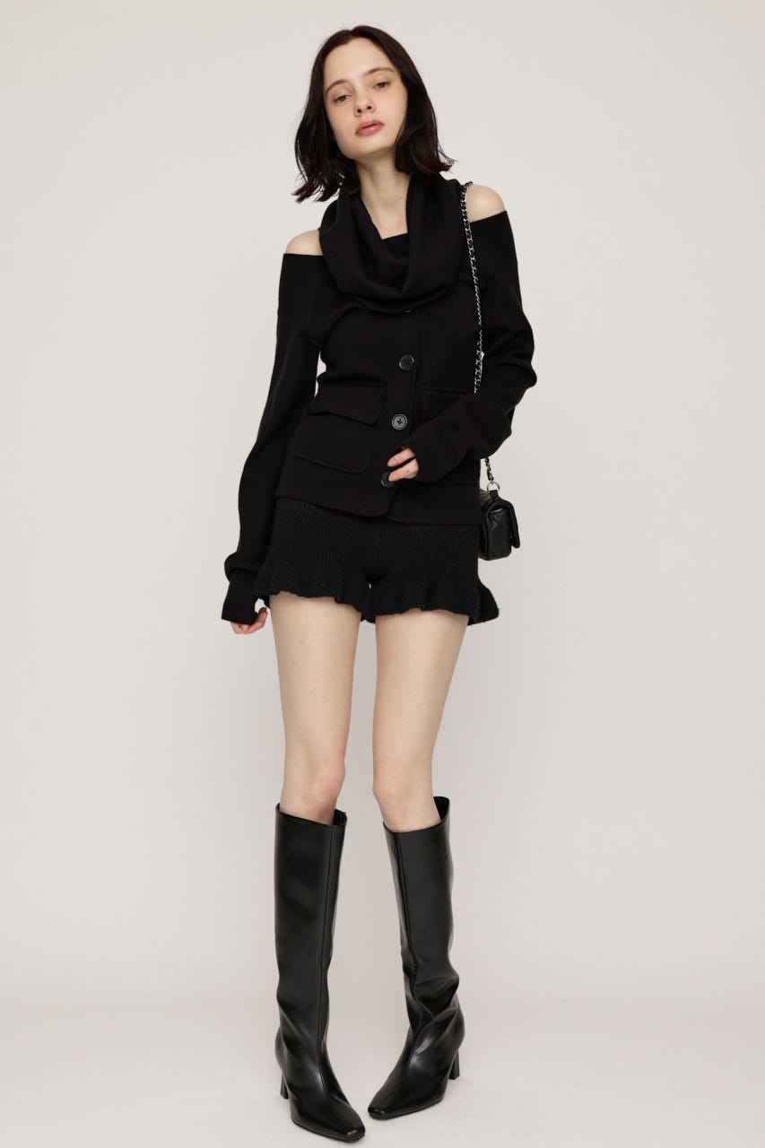 OFF SHOULDER JK LIKE トップス BLK FREE
