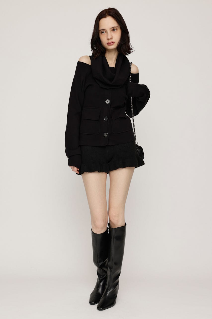 OFF SHOULDER JK LIKE トップス BLK FREE