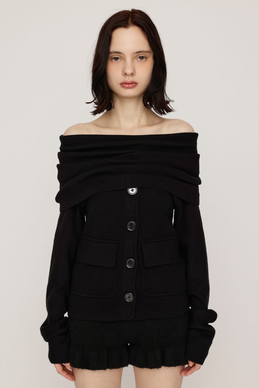 OFF SHOULDER JK LIKE トップス BLK FREE