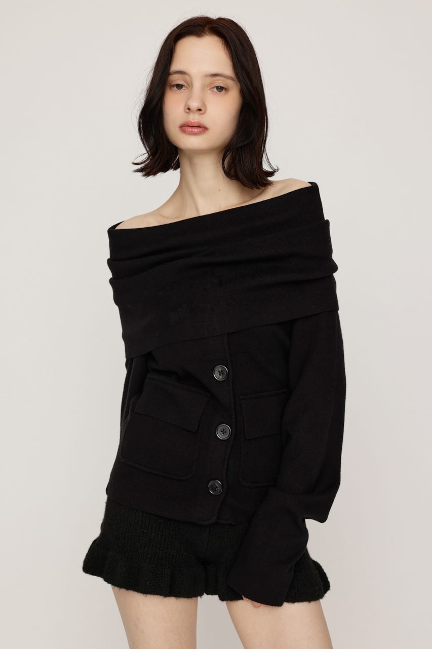 OFF SHOULDER JK LIKE トップス BLK FREE