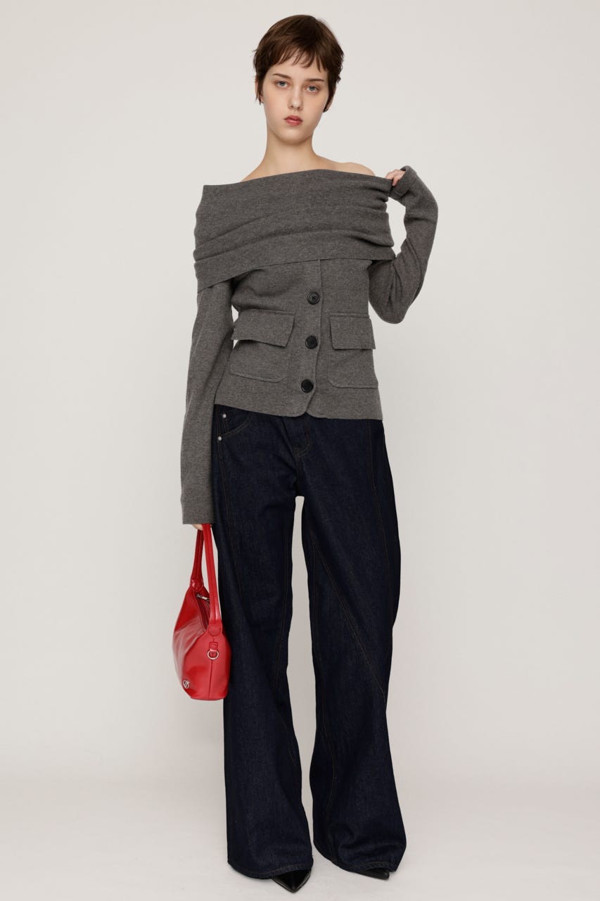 OFF SHOULDER JK LIKE トップス T.GRY FREE