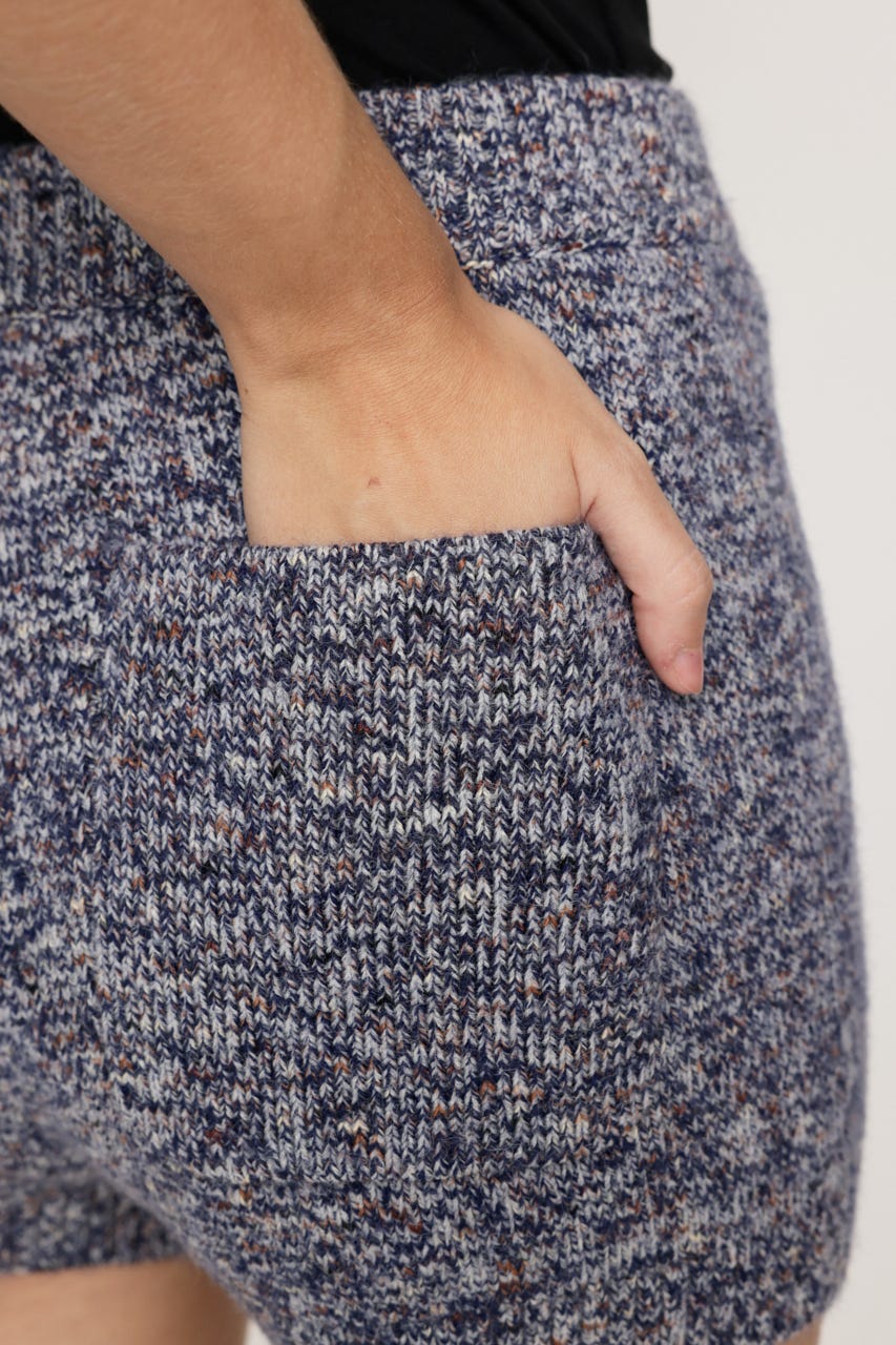 MULTI COLAR KNIT ショートパンツ M/BLU FREE